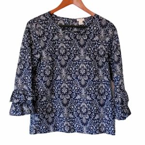 J. Crew Womens Ruffled Sleeve Top - 10